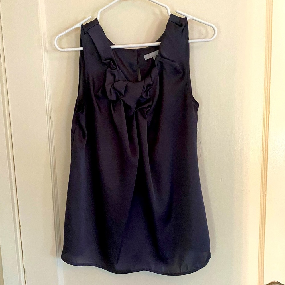 Gray sleeveless top with gathered neckline size M